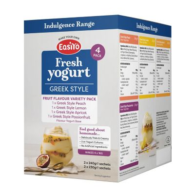 EasiYo Indulgence Greek Style Flavour Selection Pack Yogurt Mix x 4 - (Image 1)