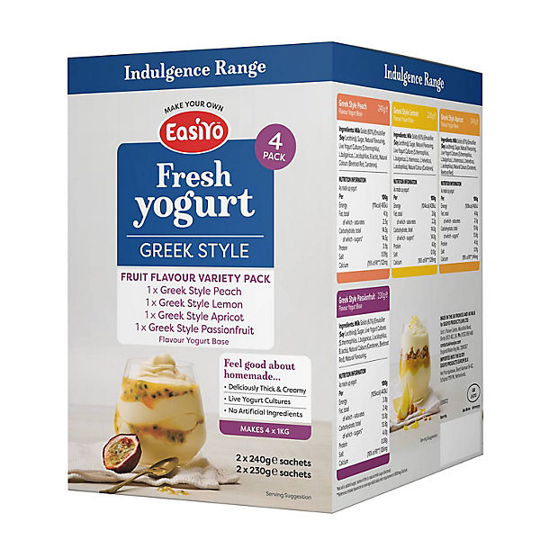 EasiYo Indulgence Greek Style Flavour Selection Pack Yoghurt Mix x 4 image(1)