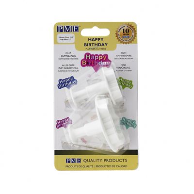 2 Mini Fondant Icing Cutters Happy Birthday - (Image 4)