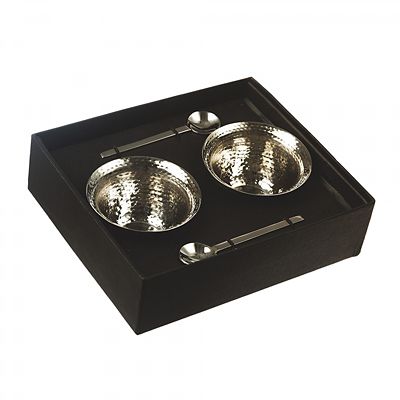 Just Slate Hammered Stainless Steel Condiment Pots Set - (Image 3)