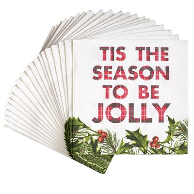 Talking Tables Botanical Holly Christmas Paper Cocktail Napkins x 20