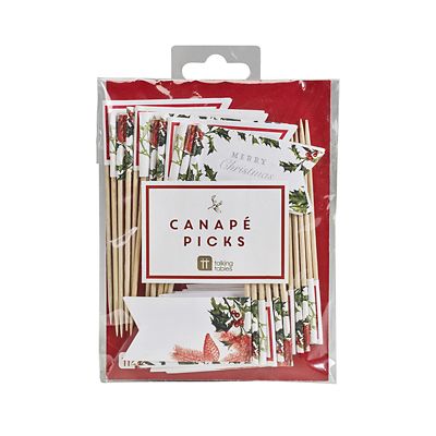 Talking Tables 24 Botanical Holly Canape Picks with Flags image(2)
