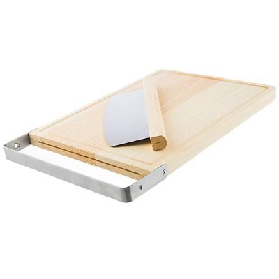 Double-Sided Ash Chopping Board with Pullout Mezzaluna Chopper image(1)