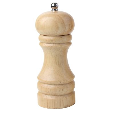 Wood turned store pepper mills