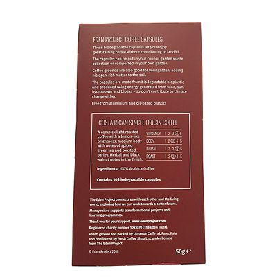 Eden Project Biodegradable Coffee Capsules Costa Rican – Pack of 10 - (Image 3)