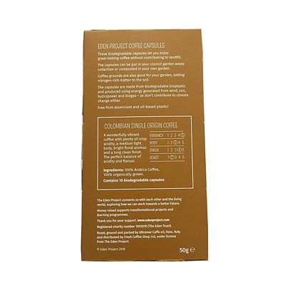 Eden Project Biodegradable Coffee Capsules Colombian – Pack of 10 - (Image 3)