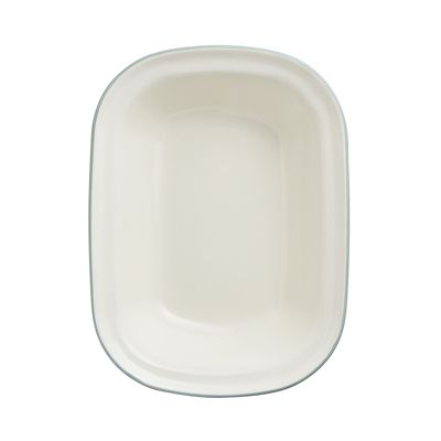 Mary Berry with Lakeland Cream and Green Enamel Oblong 26cm Pie Dish
