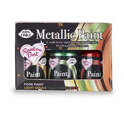 Rainbow Dust Edible Metallic Food Paint Colours - Set of 3 image(1)