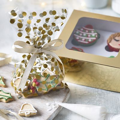 20 Gold Polka Dot Presentation Gift Bags 12.5 x 28.5cm image(2)