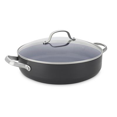 Jamie Oliver by Tefal Hard Anodised Aluminium Non-Stick All-In-One  Casserole Pan with Glass Lid, 30cm