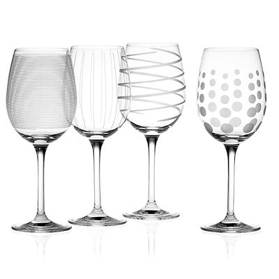 Mikasa Cheers Crystal Etched White Wine Glasses x4 Lakeland