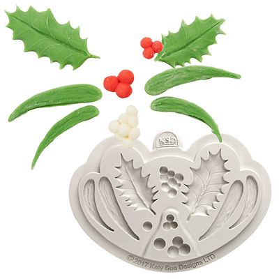 Katy Sue Designs Holly and Mistletoe Silicone Mould - (Image 1)