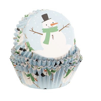 Foil Christmas Snowman Cupcake Cases 30 Pack image(1)