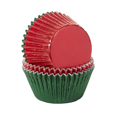 Lakeland Red & Green Foil Cupcake Cases x64 Lakeland