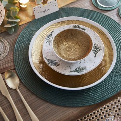 2 Circular Ribbed Blue Place Mats 38cm Dia. image(2)