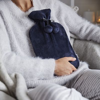 Navy Faux Fur Hot Water Bottle image(2)