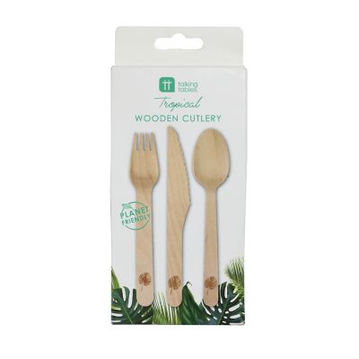 18 Pieces Talking Tables Fiesta Wooden Cutlery - 6 sets of 3 image(4)