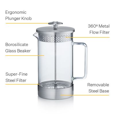 Barista and Co Silver 8-Cup Cafetière  image(4)