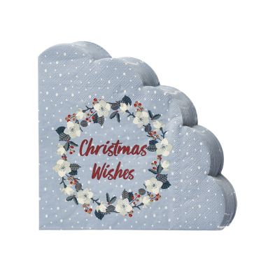20 Christmas Wishes 3 Ply Scalloped Napkins image(1)