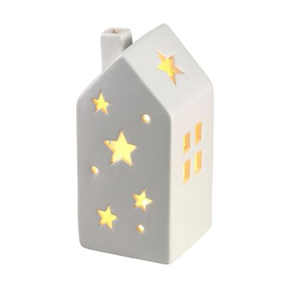 Small Ceramic House Lantern Ornament with LED Tealight image(1)