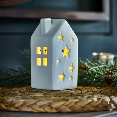 Small Ceramic House Lantern Ornament with LED Tealight image(2)
