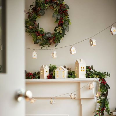 Large Ceramic House Lantern Ornament with LED Tealight image(4)