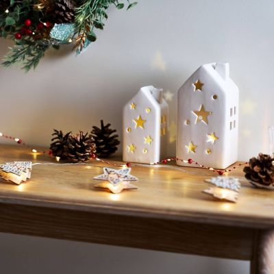 Large Ceramic House Lantern Ornament with LED Tealight image(5)