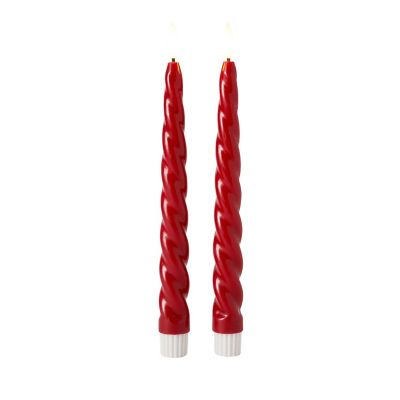 2 Red Wax Effect Electric LED Spiral Candles image(1)
