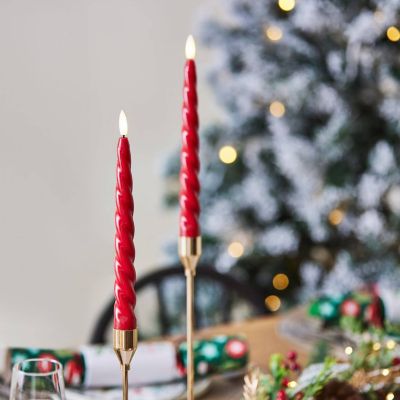 2 Red Wax Effect Electric LED Spiral Candles image(2)