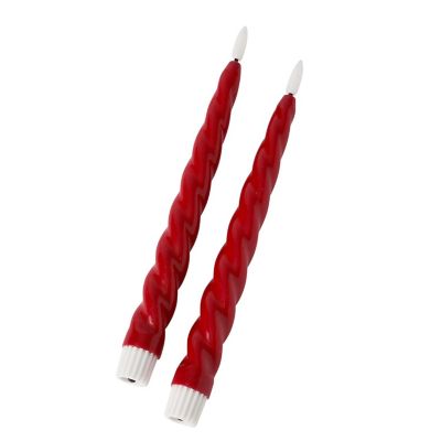 2 Red Wax Effect Electric LED Spiral Candles image(3)