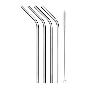 KitchenCraft Set of 4 Stainless Steel Straws