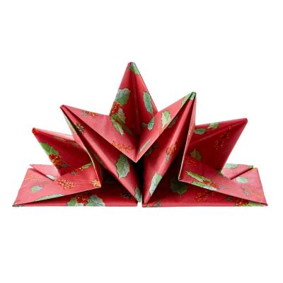 Lakeland Holly Print Pre-Folded Star Shaped Napkins - Pack of 12 image(1)