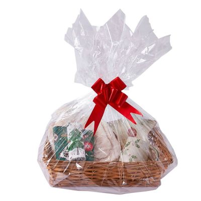 Christmas Hamper Basket With Bow And Wrap | Lakeland