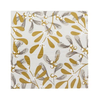 Talking Tables Gold Mistletoe Napkins Pack of 20 image(1)