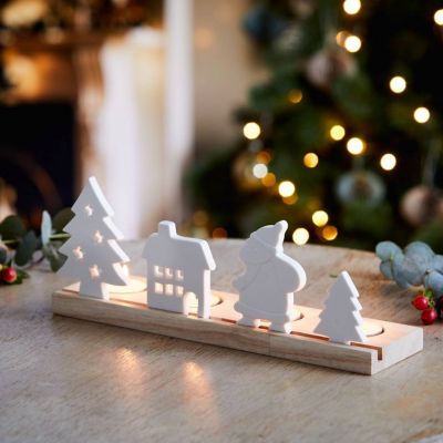 Wood and Ceramic Tealight Holder image(2)