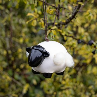 'Woolie' Hanging Ceramic Sheep With Nesting Wool image(3)