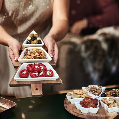 Christmas Tree Shaped Wooden Platter with Serving Bowls image(3)
