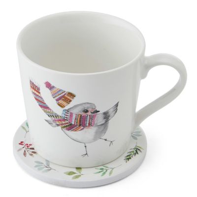 Tipperley Hill Winter Robin Fine China Mug and Coaster Set  image(5)