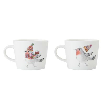 Tipperley Hill Winter Robin Fine China Espresso Cup Set of 2