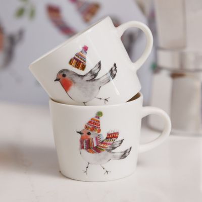 Tipperley Hill Winter Robin Fine China Espresso Cup Set of 2 image(2)
