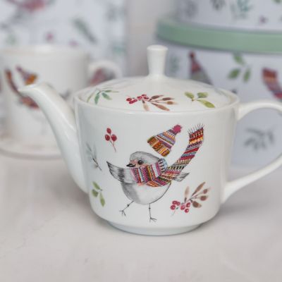 Tipperley Hill Fine China Winter Robin Teapot   image(6)