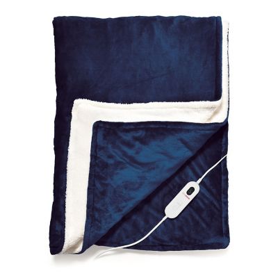 StaySnug Dark Blue Sherpa Heated Throw image(4)