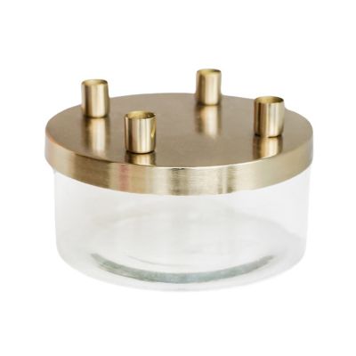 Ivyline Gold Metal Candle Holder with Glass Bowl 