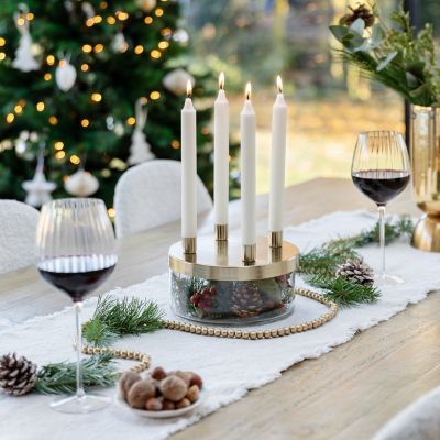 Ivyline Gold Metal Candle Holder with Glass Bowl  image(2)