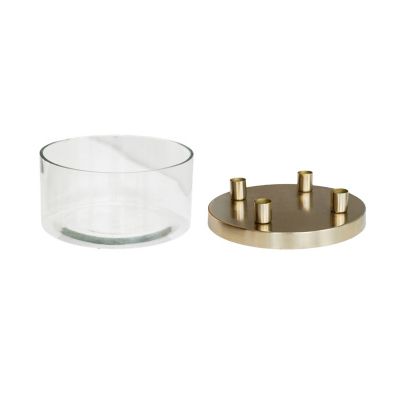 Ivyline Gold Metal Candle Holder with Glass Bowl  image(3)