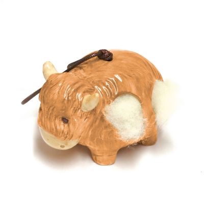 ‘Hairie’ Hanging Ceramic Highland Cow With Nesting Wool