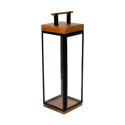 Ivyline Acacia Wood Tall Lantern 52cm