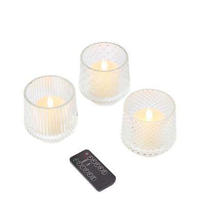 Lakeland Rechargeable LED Candles with Glass Votives – Set of 3