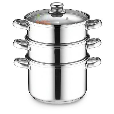 2 Tier 12"/30cm Stainless Steel Steamer Set Stackable Steam